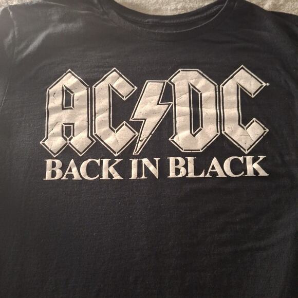AC/DC T-Shirt Men's XL Black Graphic Back In Black Short Sleeve Tee Rock Band - Picture 2 of 7